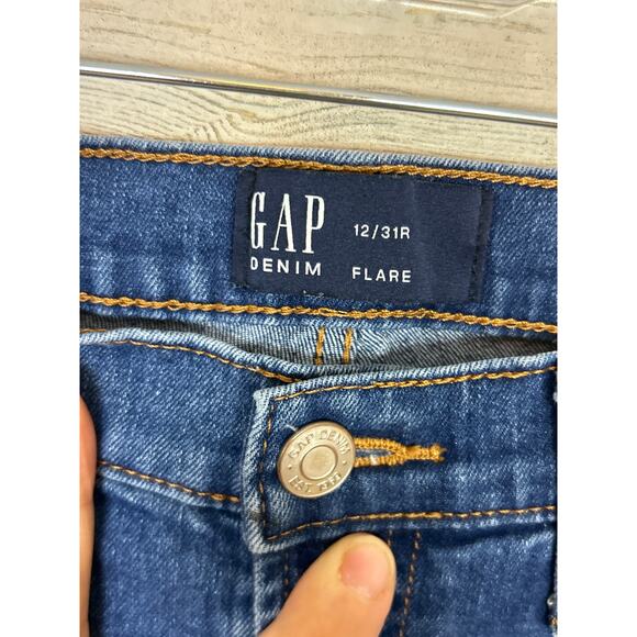 Gap Women’s 12 Flare Leg Blue Denim Jeans Medium Wash Boho Casual NEW - Picture 3 of 7